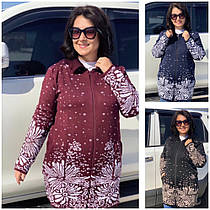 Жіночий в'язаний зимовий бордовий кардиган великого розміру ( з 50 по 64 розмір )