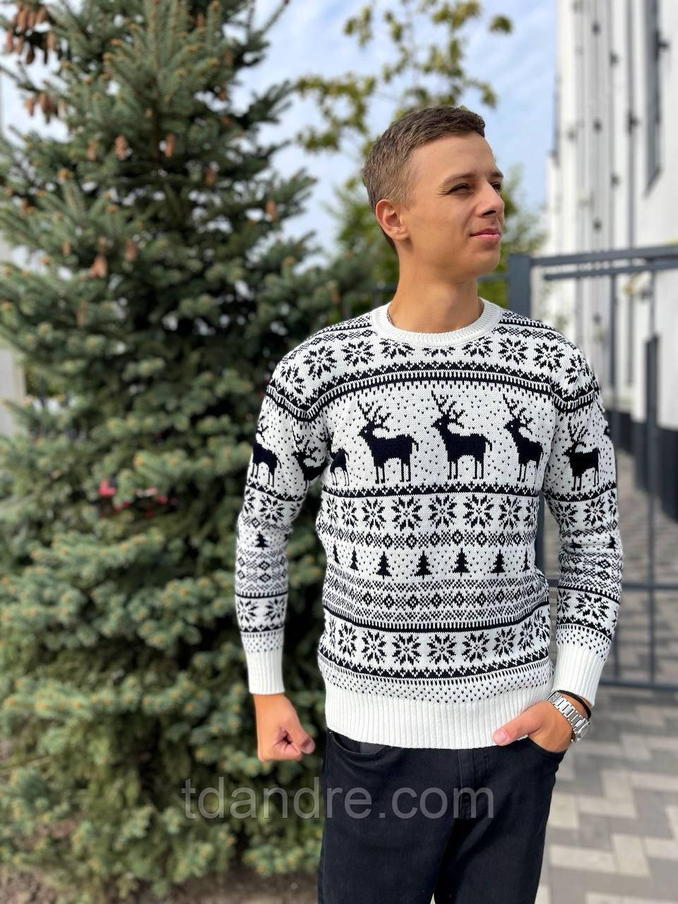 Новорічний чоловічій светр з оленями, фото 1