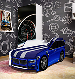 Ліжко-машинка 80*180 P002 BMW Синій PREMIUM з механізмом, фото 3