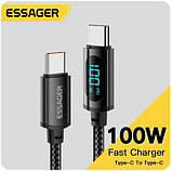 Essager кабель Type-C - Type-C 100 Вт 7A c цифровим дисплеєм потужністю 1 метр, фото 3