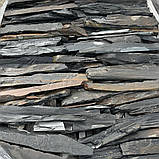 Фасадна плитка торець із чорного сланцю дикий камінь для цоколя, фасаду, облицювання будинку, фото 2