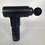 Масажер для тіла акумуляторний Fascial Gun з 4 насадками і 6 швидкостями Чорний, KH-320-Black, фото 4