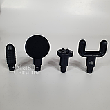Масажер для тіла акумуляторний Fascial Gun з 4 насадками і 6 швидкостями Чорний, KH-320-Black, фото 9