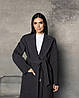 Пальто жіноче двобортне вовняне Зимове Неаполь Графітове, фото 4