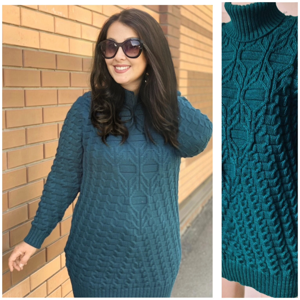 Жіночий светр в'язаний зимовий теплий під горло довгий (з 52 по 60 розмір)