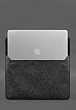 Чохол-конверт із клапаном шкіра+фетр для MacBook 14 Темно-коричневий Crazy Horse BlankNote, фото 5