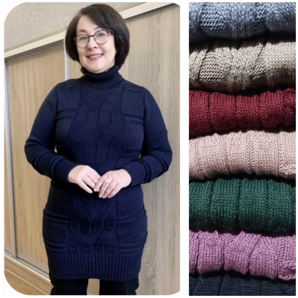 Жіночий светр під в'язаний довгий зимовий ( з 50 по 60 розмір)