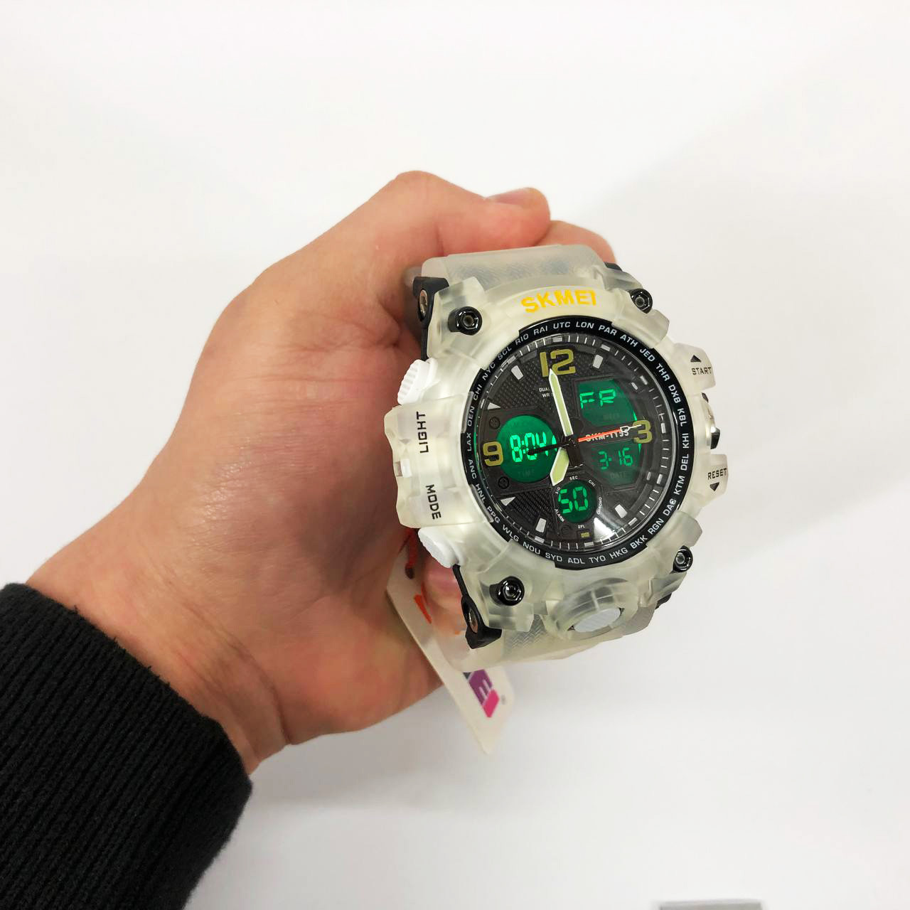 Годинник наручний чоловічий SKMEI 1155BWT, наручний годинник для військових, фірмовий спортивний годинник. Колір: білий, фото 1