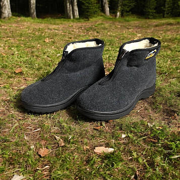 Черевики чоловічі утеплені на застібці 44р 29см, зручне робоче взуття для чоловіків. Колір: сірий