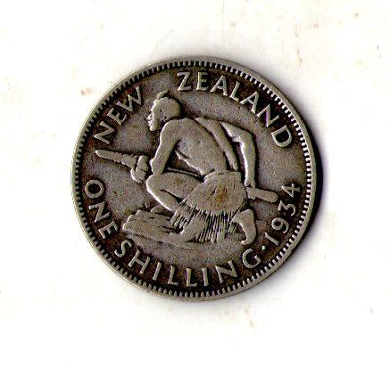 Нова Зеландія › Король Георг V 1 шилінг, 1934 рік срібло №2366