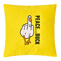 Подушка декоративна 40х40 Peace... Duck IDEIA бойовий гусак з вишивкою антиалергійна жовта Гус