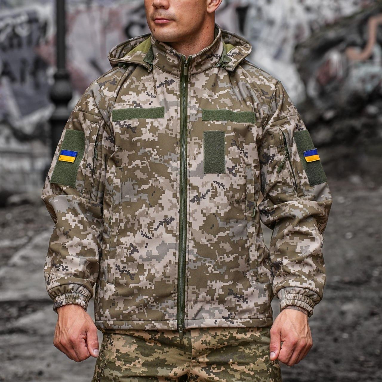 🔥 Куртка Soft Shell "Klos" (Піксель ММ-14) (непромокальна, тактична, нгу, зсу, мультикам)