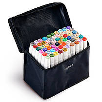 Набір професійних двосторонніх маркерів для скетчинга в чохлі Touch 60 штук, Фломастери для художників, фото 5