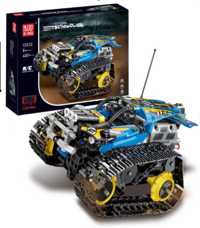 Конструктор гоночна машина на гусеничному ходу на дистанційному керуванні на 400 деталей, синій