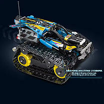 Конструктор гоночна машина на гусеничному ходу на дистанційному керуванні на 400 деталей, синій, фото 3