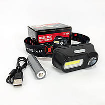 Налобні ліхтарі для активних людей 1804-XPE+COB, Ліхтар на голову на батарейках, ZD-647 Ліхтарик налобник, фото 5