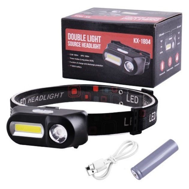 Налобні ліхтарі для активних людей 1804-XPE+COB, Ліхтар на голову на батарейках, ZD-647 Ліхтарик налобник