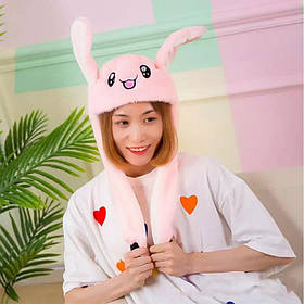 Карнавальна шапка з підсвічуванням: рожевий зайчик з VK-128 піднімаючими вухами