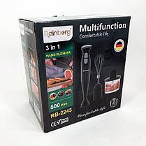 Блендер 3в1 Rainberg RB-2243 500W занурювальний блендер подрібнювач, блендер для дитячого пюре. UG-266 Колір: чорний, фото 5