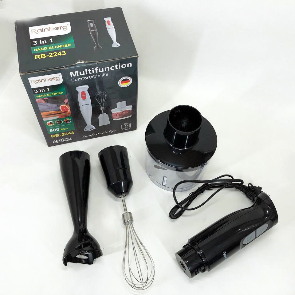 Блендер 3в1 Rainberg RB-2243 500W занурювальний блендер подрібнювач, блендер для дитячого пюре. UG-266 Колір: чорний