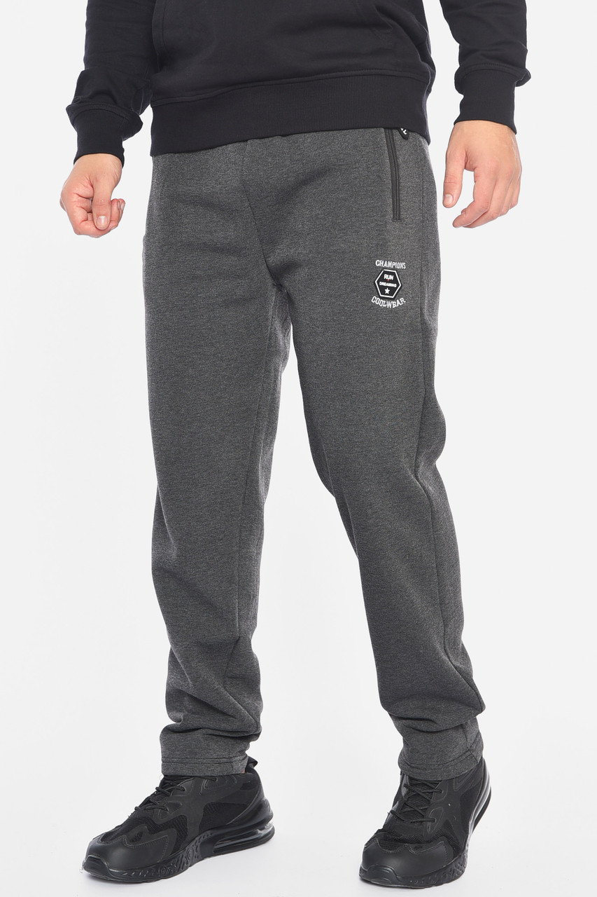 Спортивні штани чоловічі на флісі темно-сірого кольору 192138M, фото 1