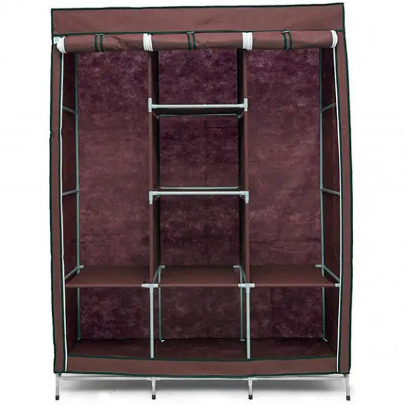 Шафа тканинна 3 секції складана з каркасом STORAGE WARDROBE 175 х 130 х 45 см. RK-552 Колір: коричневий