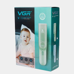 Дитяча машинка для стрижки VGR V-155 BLUE дітей новонароджених безшумна тиха з насадками MT-597 0-12 мм, фото 1