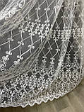 Тюль фатин із вишивкою молочна, висота 2,85 м, фото 3