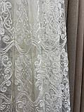 Тюль фатин із вишивкою молочна, висота 2,85 м, фото 6