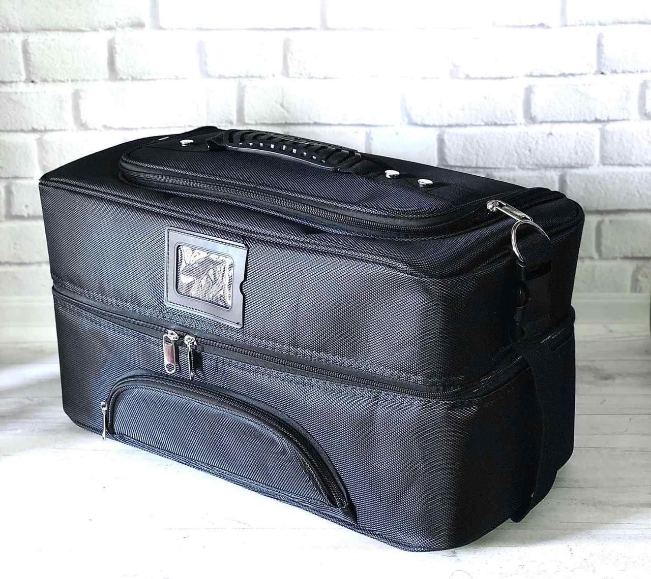 Б'юті-кейс сумка для майстра | Розсувні полиці, водонепроникна тканина, чорна, фото 1