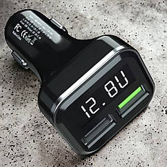 Швидка зарядка QC 3.0 + Вольтметр (12-24V/5.4A) / Автомобільний зарядний з вольтметром