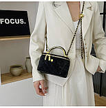 Жіноча сумка-косметичка 2814 Vanity Bag велюрова крос-боді чорна, фото 5