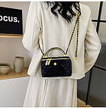 Жіноча сумка-косметичка 2814 Vanity Bag велюрова крос-боді чорна, фото 4