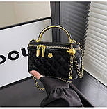 Жіноча сумка-косметичка 2814 Vanity Bag велюрова крос-боді чорна, фото 3