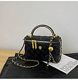 Жіноча сумка-косметичка 2814 Vanity Bag велюрова крос-боді чорна, фото 2