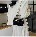 Жіноча сумка-косметичка 2814 Vanity Bag велюрова крос-боді чорна, фото 7