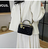 Жіноча сумка-косметичка 2814 Vanity Bag велюрова крос-боді чорна, фото 6