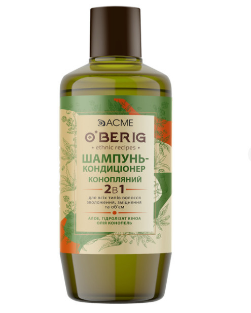 Шампунь-кондиціонер Acme O'Berig 2 в 1 Конопляний для зміцнення та об'єму волосся 500 мл (4823115503602)