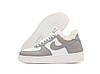 Жіночі зимові кросівки Nike Air Force Low Grey White Сірі Взуття Найк Аір Форс Лов шкіра тепле хутро зима, фото 4