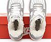 Жіночі зимові кросівки Nike Air Force Low Grey White Сірі Взуття Найк Аір Форс Лов шкіра тепле хутро зима, фото 7