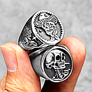 Кільце печатка перстень чоловіче сталеве HEAVY SMOKER 19 з медичної нержавіючої сталі з Черепом, фото 3