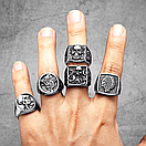 Кільце печатка перстень чоловіче сталеве HEAVY SMOKER 19 з медичної нержавіючої сталі з Черепом, фото 2