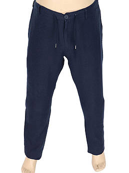 Льняні чоловічі штани Tello JNS 4755Lb-Lux D.Navy великого розміру