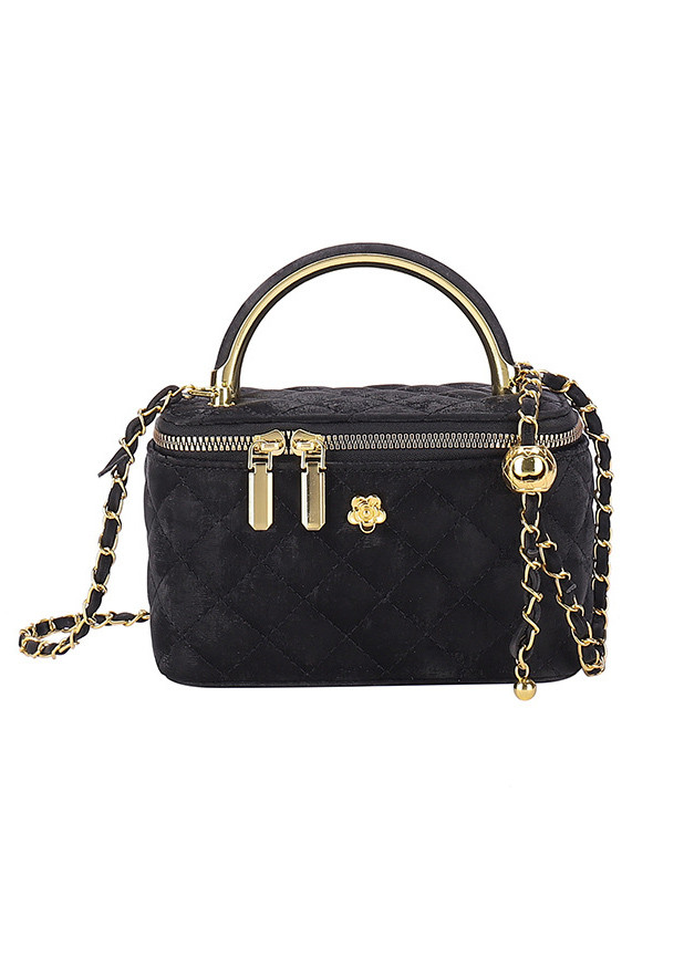 Жіноча сумка-косметичка 2814 Vanity Bag велюрова крос-боді чорна, фото 1