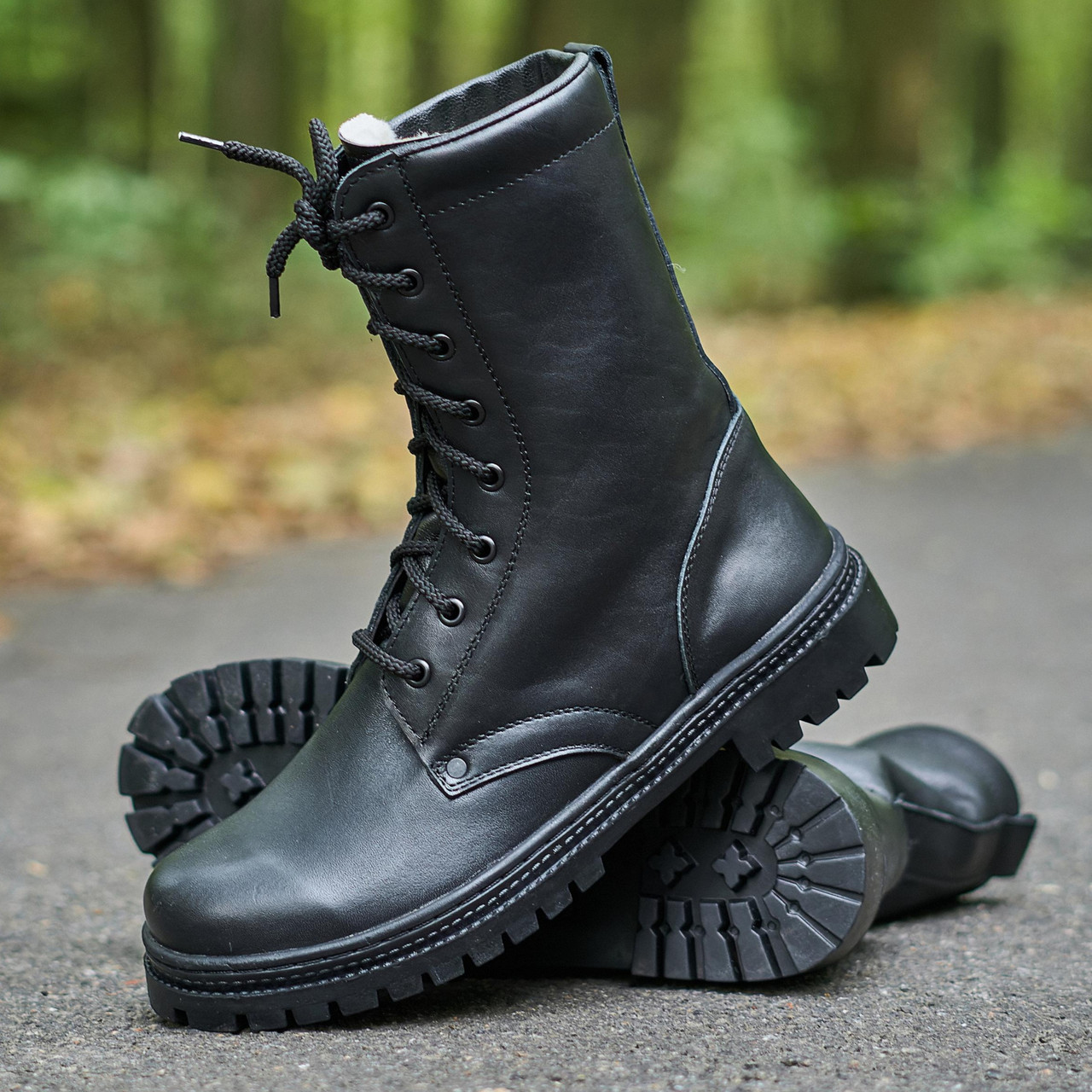 Черевики тактичні "НАТО" утеплені зимові чорні з натуральної шкіри чорні для поліції та силових структур (36–47 розміри)