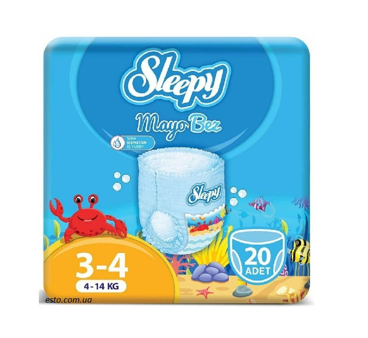 Підгузки-трусики для плавання Sleepy Swimming 3-4 (4-14 кг) 20 шт
