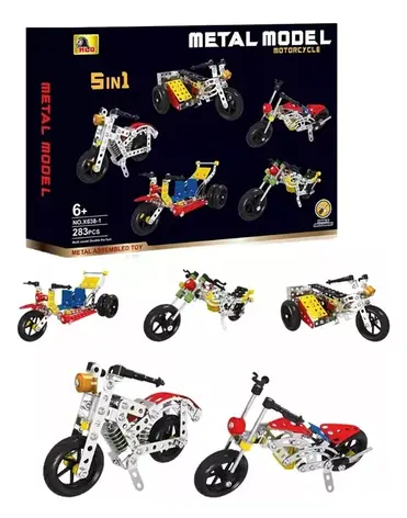 Конструктор металевого мотоцикла 283 деталей Х638-1, Дитячий металевий конструктор Мотоцикли, фото 1
