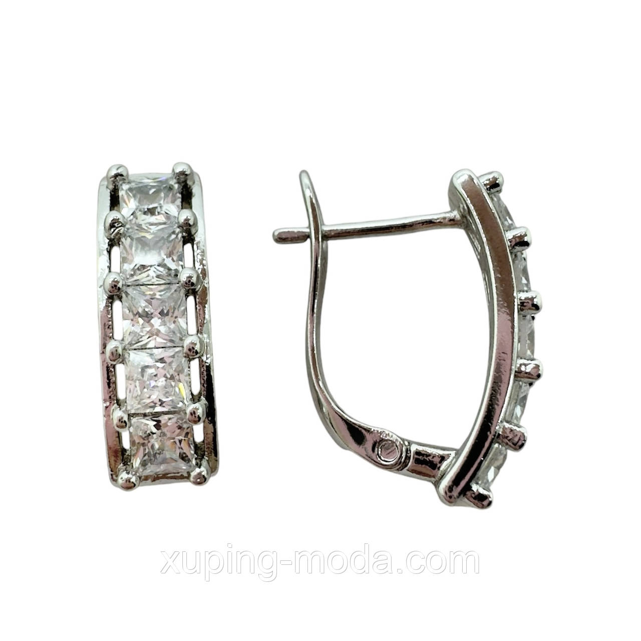 Сережки ксюпінг. 18х5 мм. Родій, фото 1