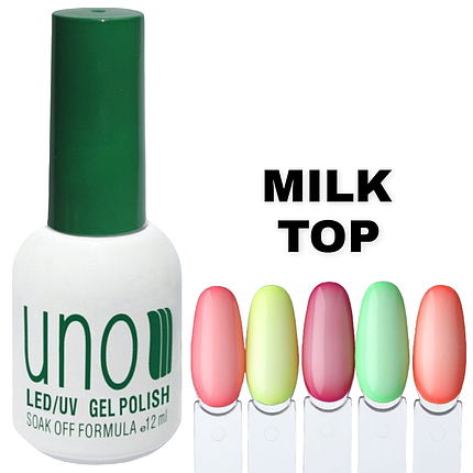 UNO Молочний топ Milk Top для покриття нігтів (без липкого шару), 12 мл., фото 1