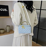 Жіноча сумка-косметичка 2814 Vanity Bag велюрова крос-боді блакитна, фото 4